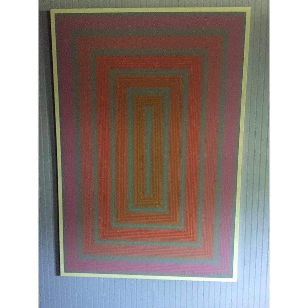 Vintage Fine Art Richard Anuszkiewicz "Reflections I - Blue Line With Mauve Cent